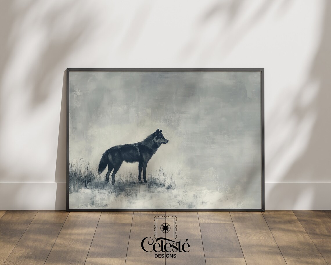 Winter Wolf Print Snowy Landscape Wall Art