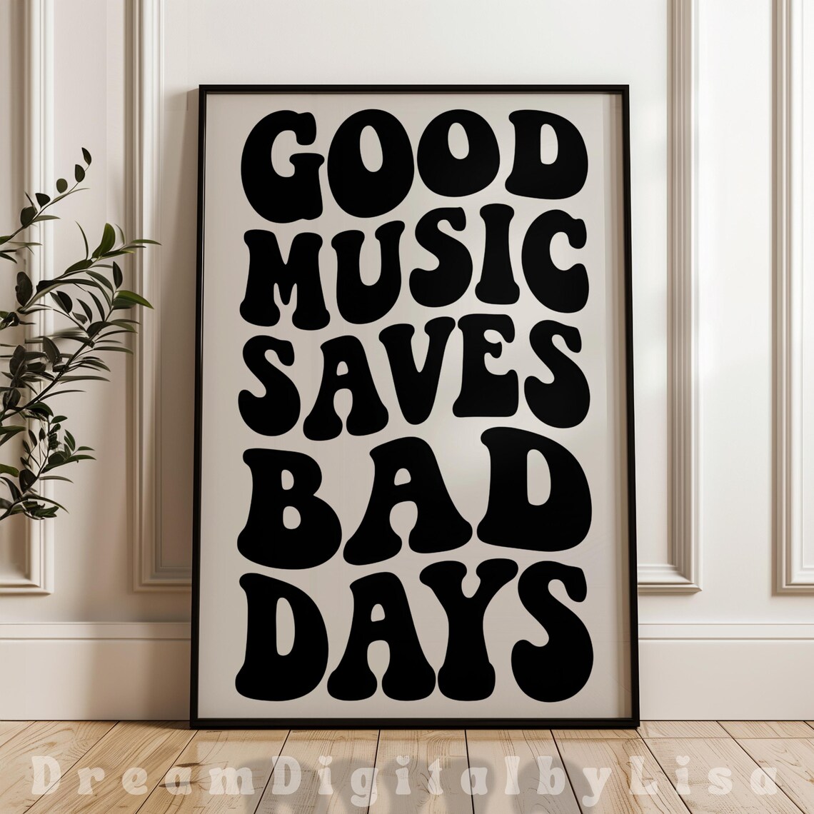 Retro Typography Music Quote Poster, Minimalist Decor