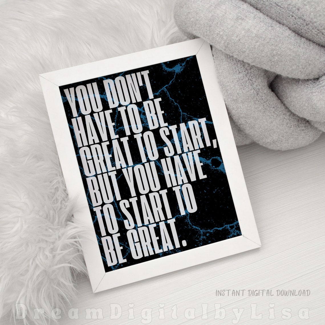 You Dont Have to Be Great to Start Inspirational Gym Quote Poster - Image 3