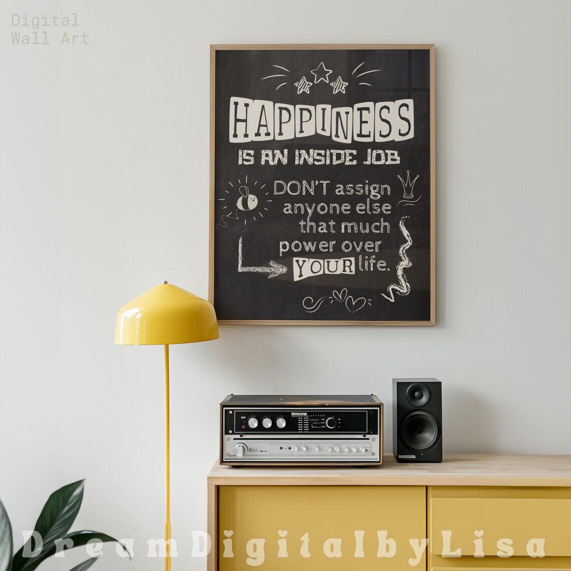 Chalkboard Happiness Quote, Self Empowerment Typography - Image 2