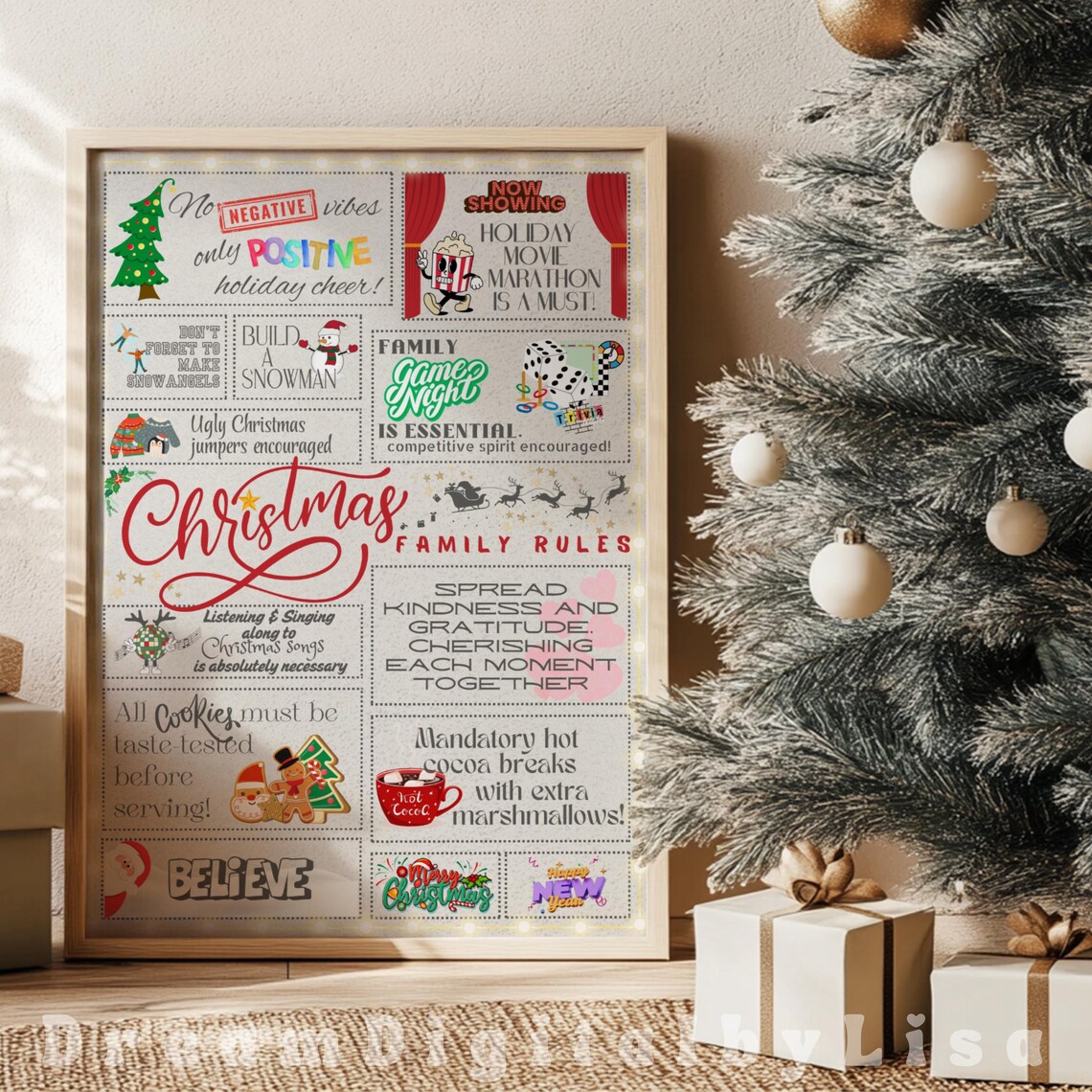 Christmas Family Rules Holiday Decor Poster