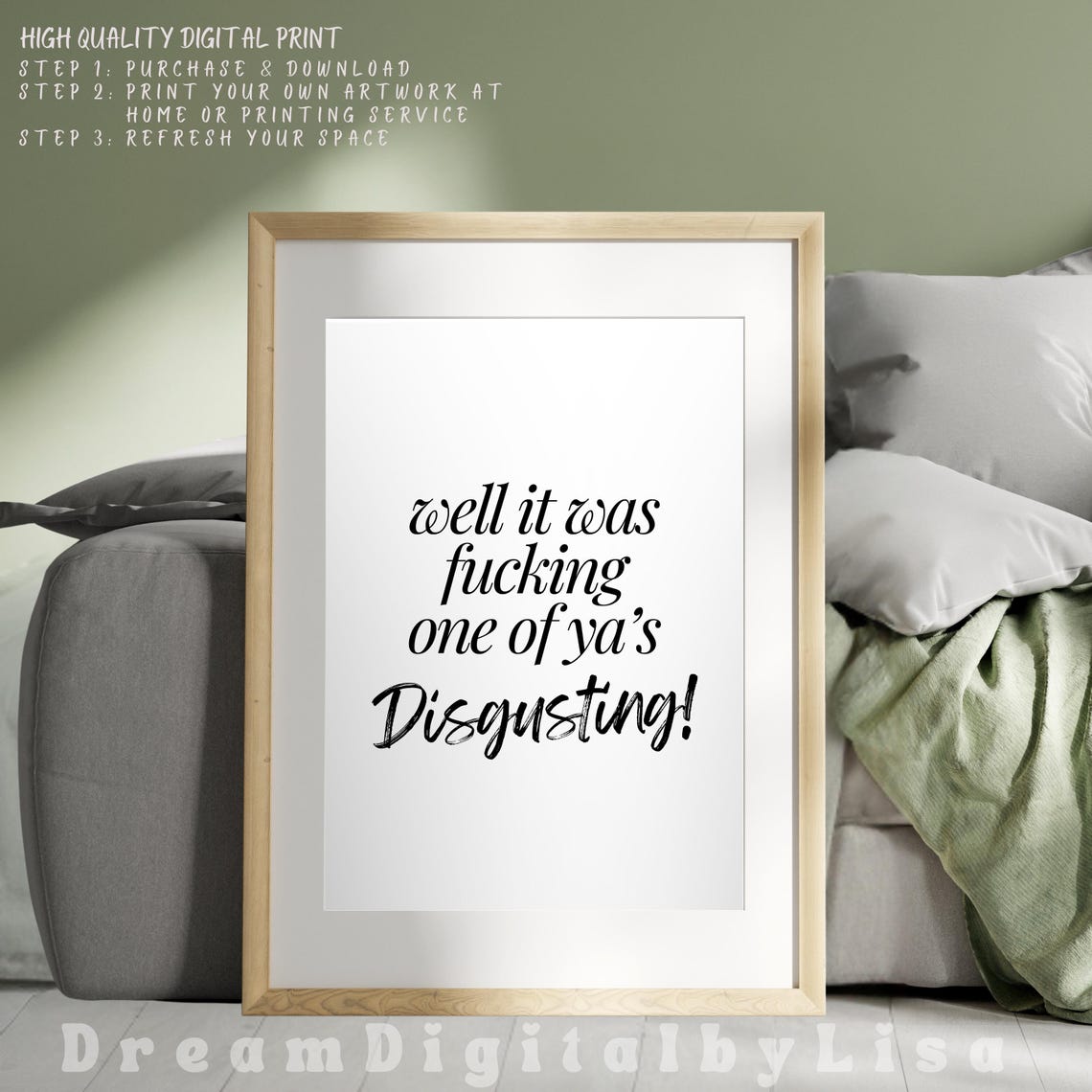 Funny Meme Quote Disgusting British Comedy Typography Art Poster - Image 2