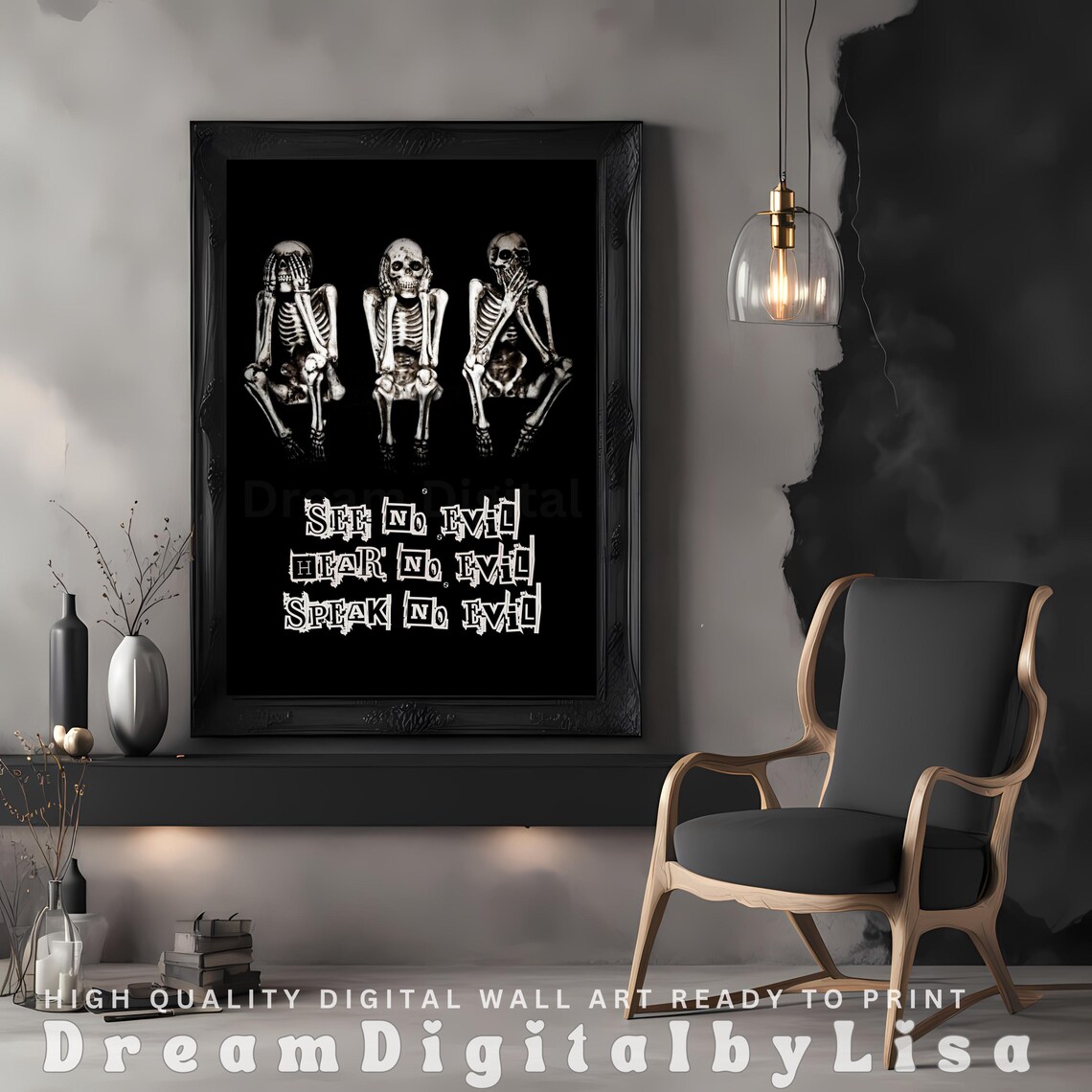 See No Evil Skeletons Halloween Art Print - Image 3