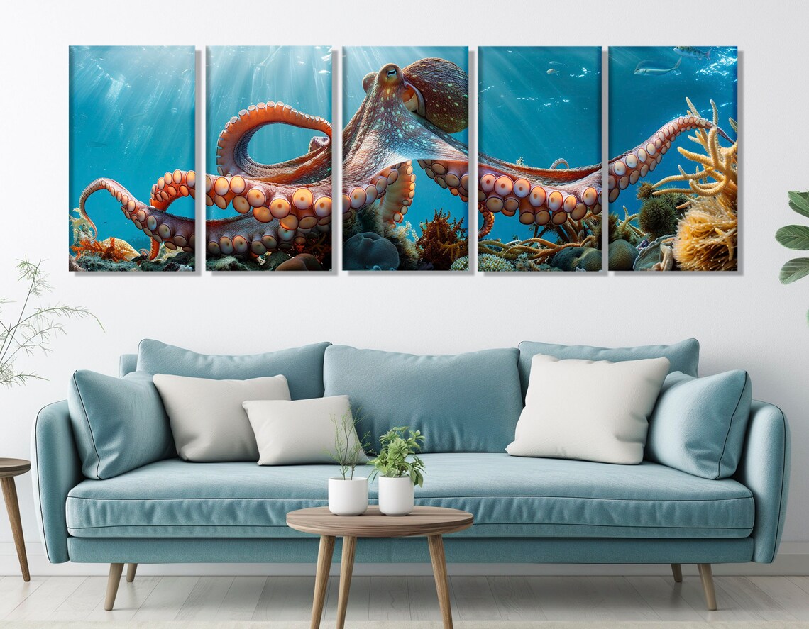 Giant Octopus by Colorful Coral Reefs, Poster Print - Image 2