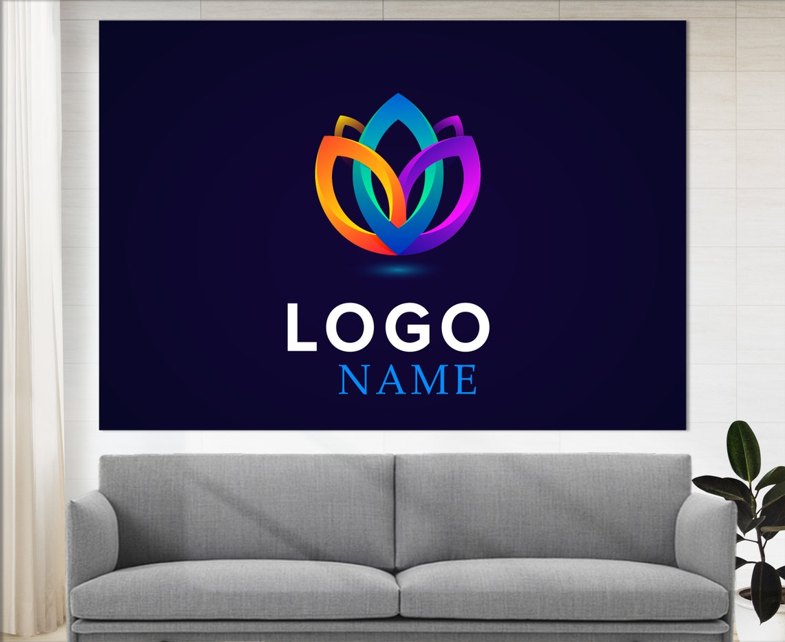 Custom Company Logo Print Colorful Lotus Logo Name Office Sign Gift