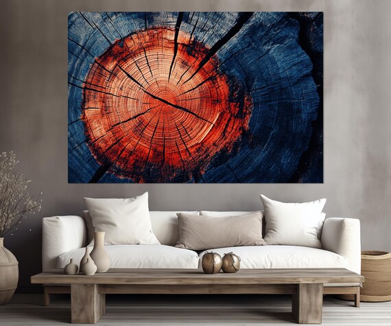 Vibrant Tree Rings Print Abstract Wood Painting Colorful Wood Texture In Interior Wood Wall Art Framed And Ready To Hang