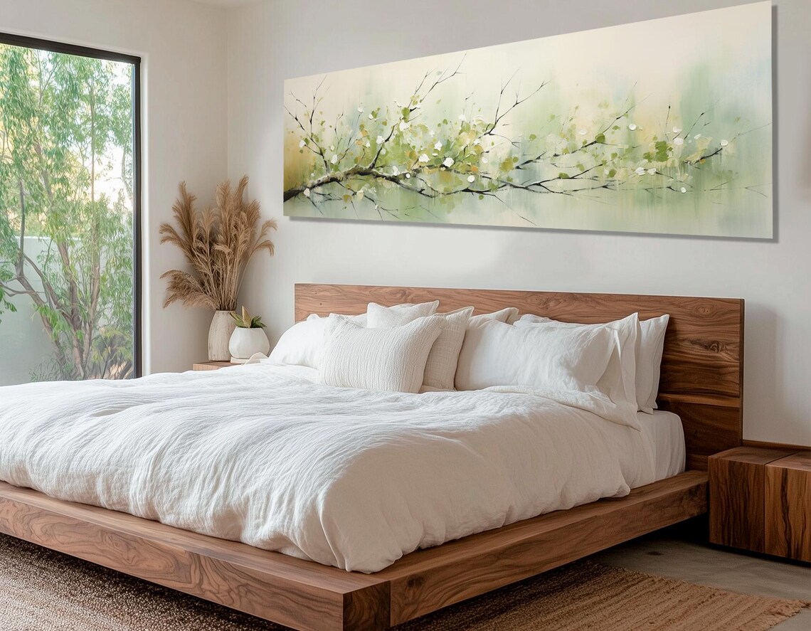 Spring Tree Branch Painting, Soft Neutral Tones - Image 2