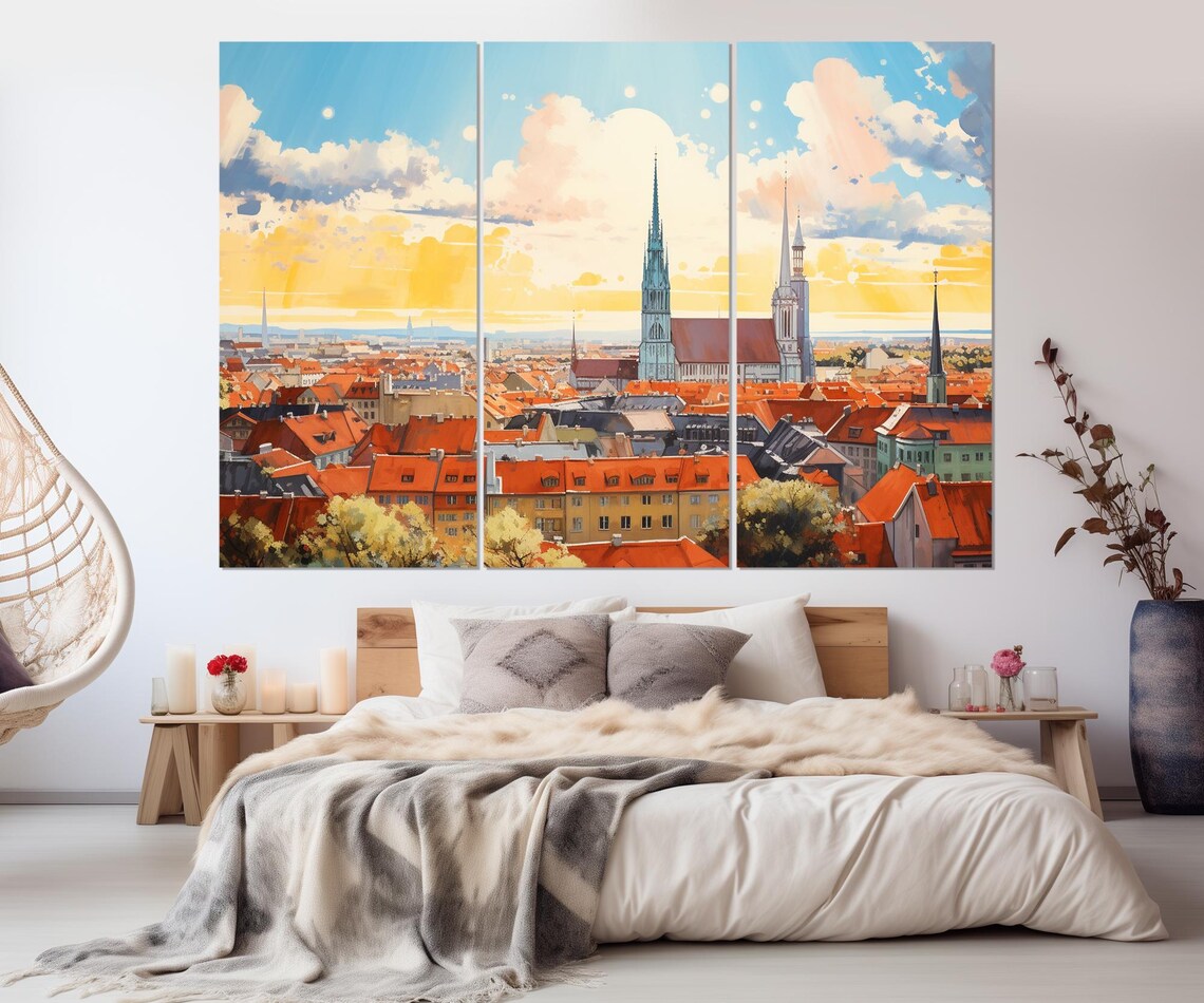 Zagreb Croatia Old Town Skyline Cathedral Towers Sunset Travel Poster - Image 3