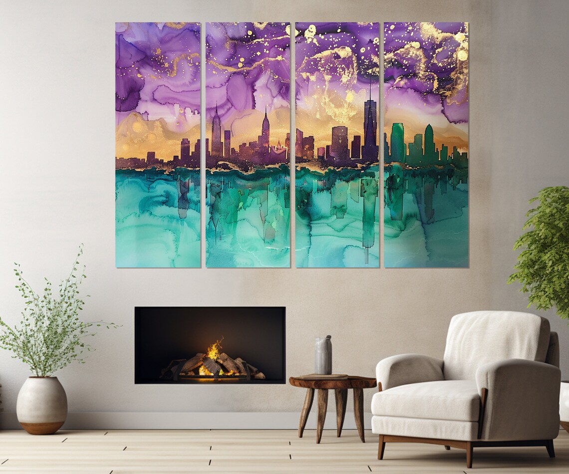 New York Skyline Watercolor Art Print, Manhattan - Image 2