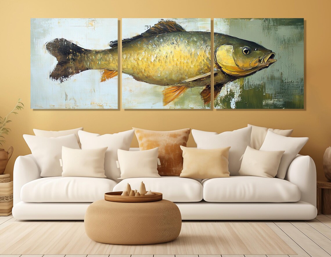 Carp Fish Painting Art Print, Fishing Wall Decor - Image 3