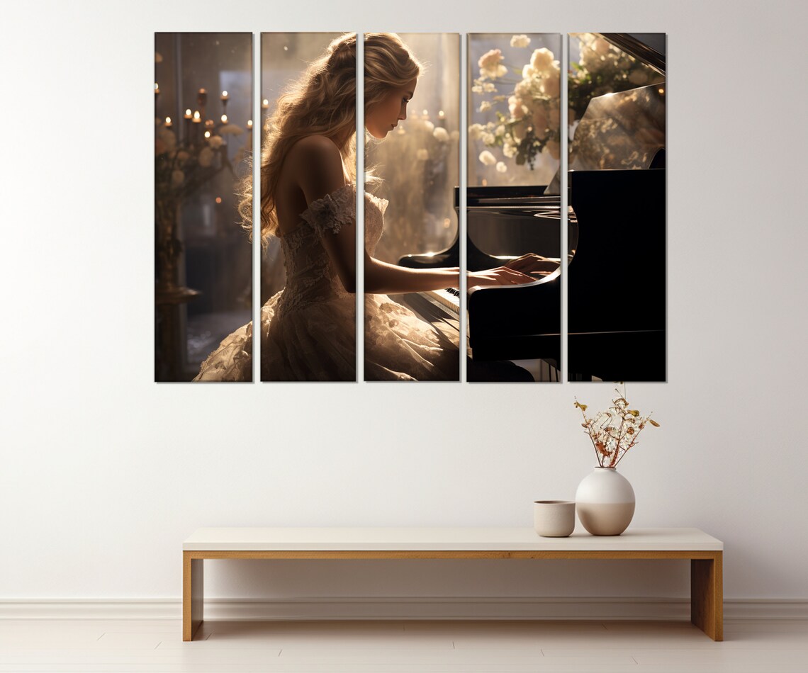 Elegant Pianist Grand Piano Candlelight Romantic Music Wall Art Poster - Image 2