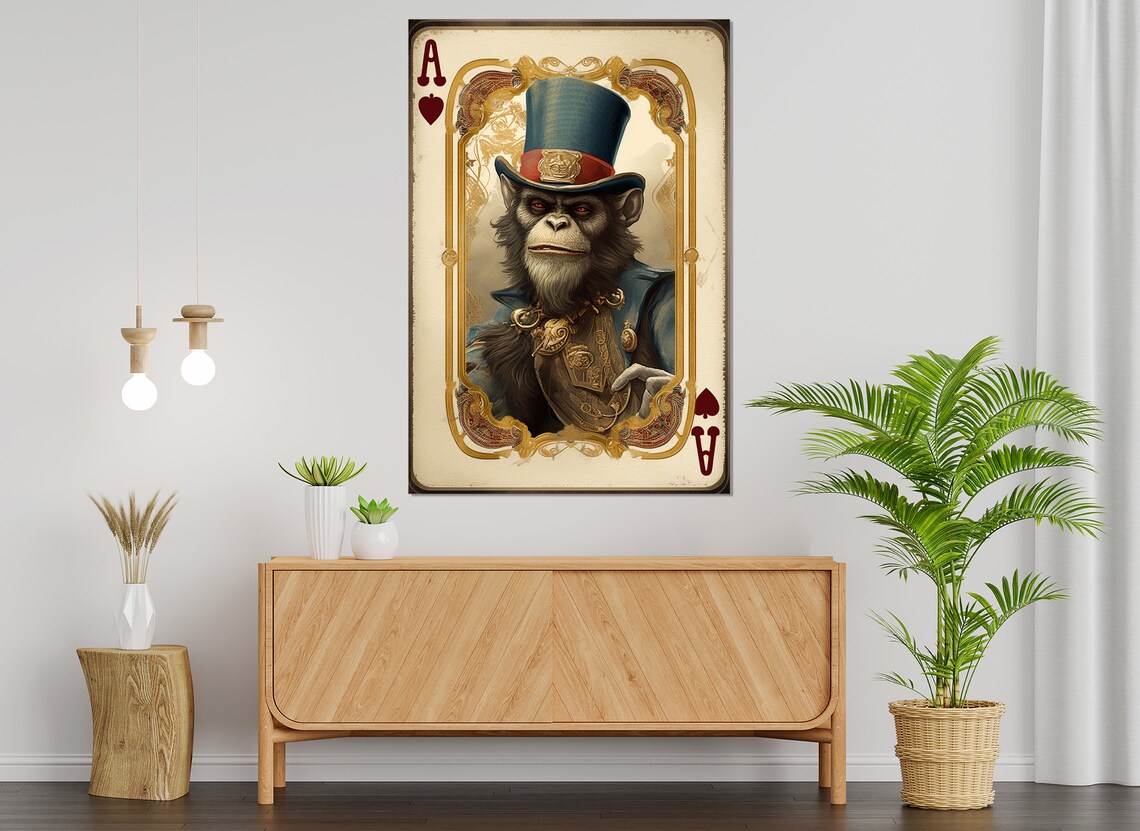 Ace Of Spades With Monkey Poker Art Print, Card Player - Image 2
