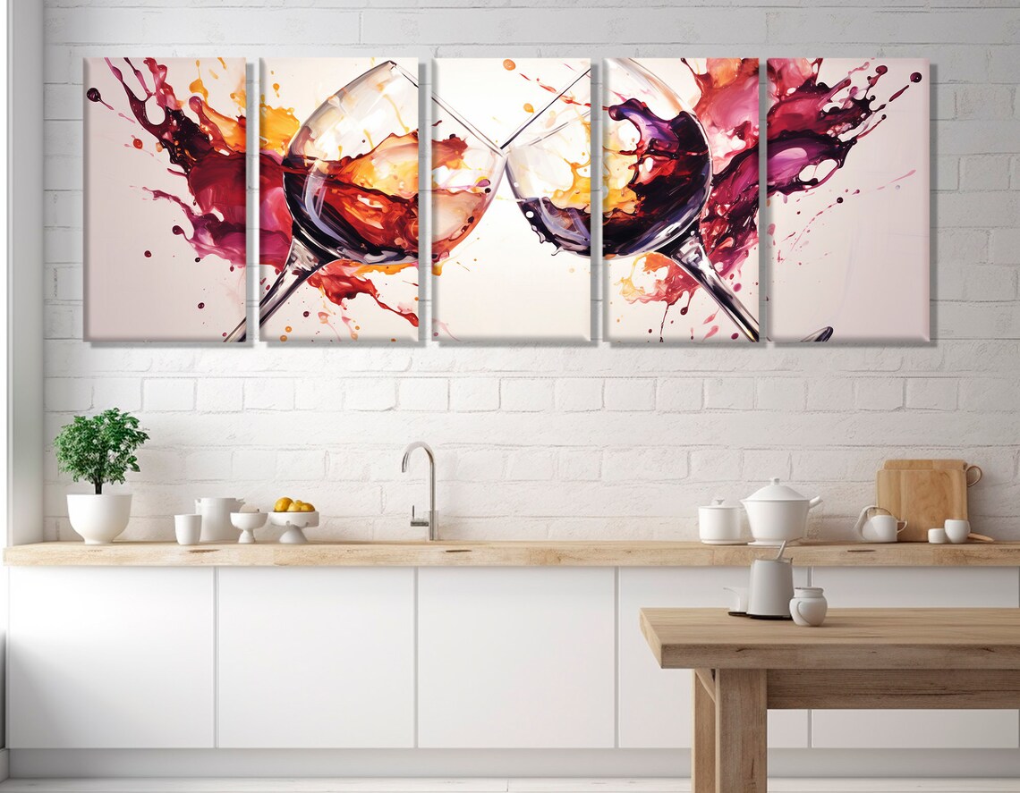 Wine Glasses Painting, Wine Shop Decor Art Print - Image 2