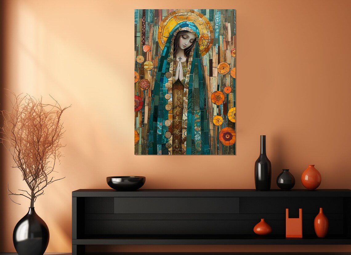Virgin Mary Religious Wall Art, Christian Art Print - Image 4