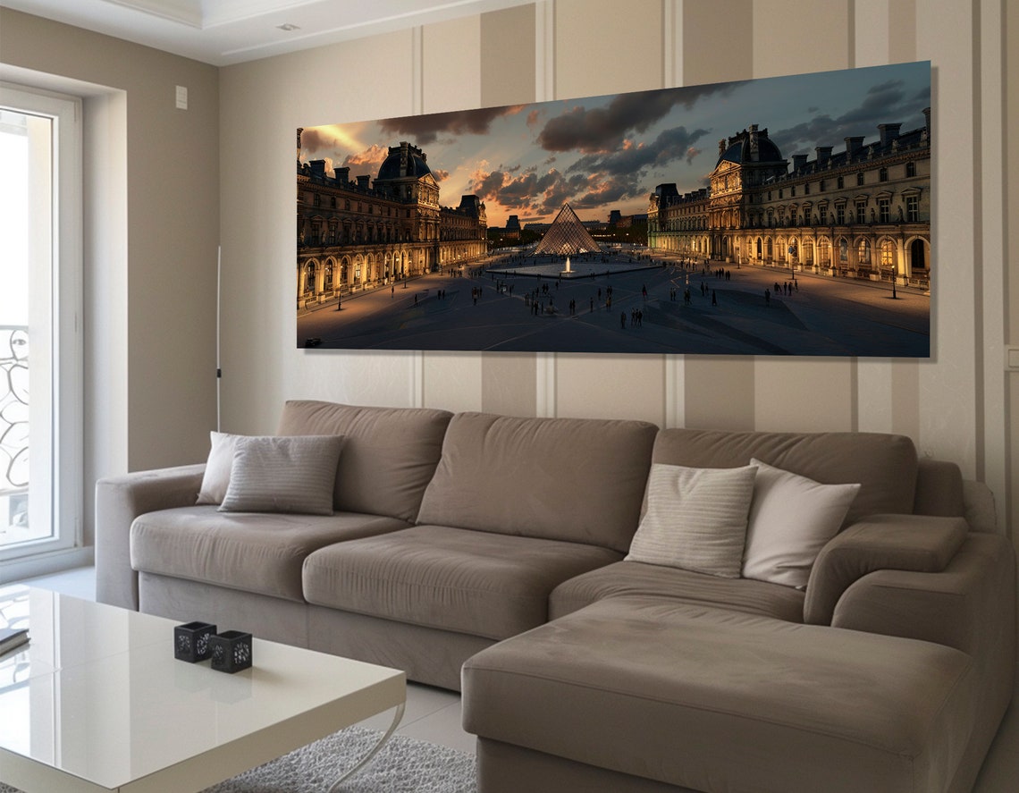 Louvre Museum Glass Pyramid Night Courtyard Paris Travel Poster - Image 2