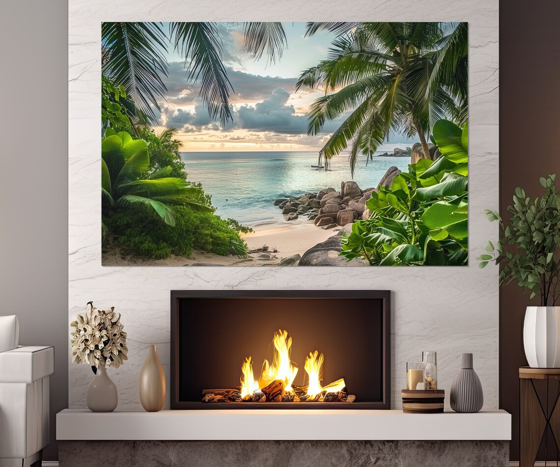 Tropical Palm Trees Art Print, Green Wall Decor - Image 2