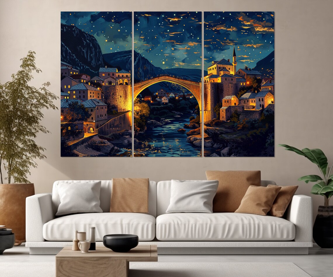 Mostar Bridge Abstract Art Print, Bosnia Travel - Image 3