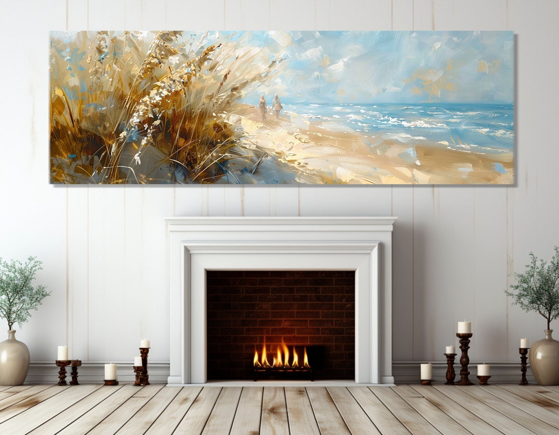 Coastal Beach Sea Oats Dunes Soft Neutral Tones Painting Poster