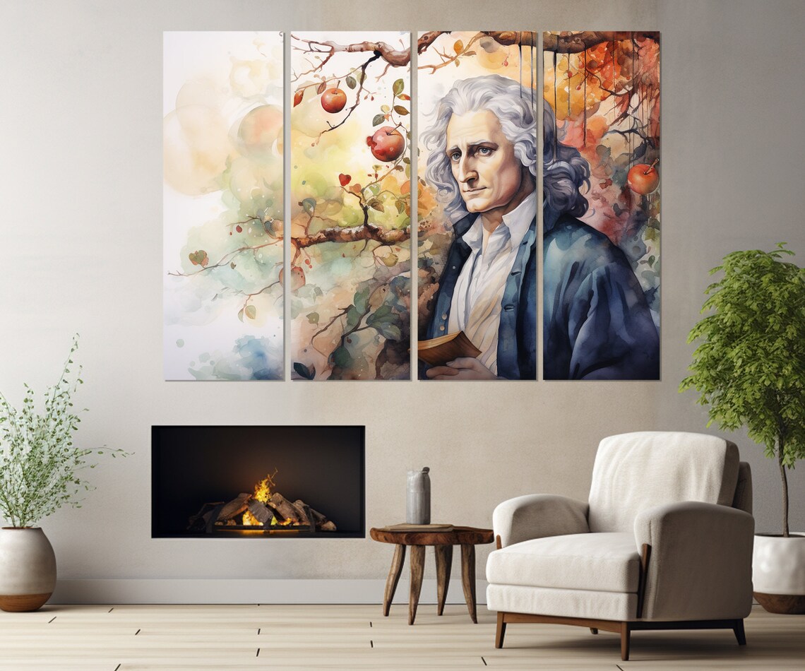 Isaac Newton Painting Print Physics Wall Art Isaac Newton Portrait Physics Class Decor Physicist Gift Framed And Ready To Hang - Image 2