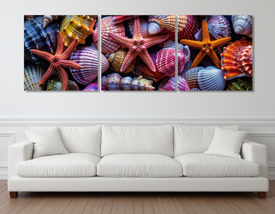 Colorful Seashells Starfish Close Up Vibrant Ocean Life Poster - Image 4