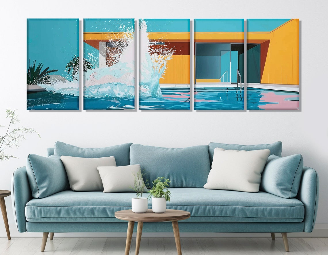 Retro Swimming Pool Splash Mid Century Modern Pop Art Poster - Image 3