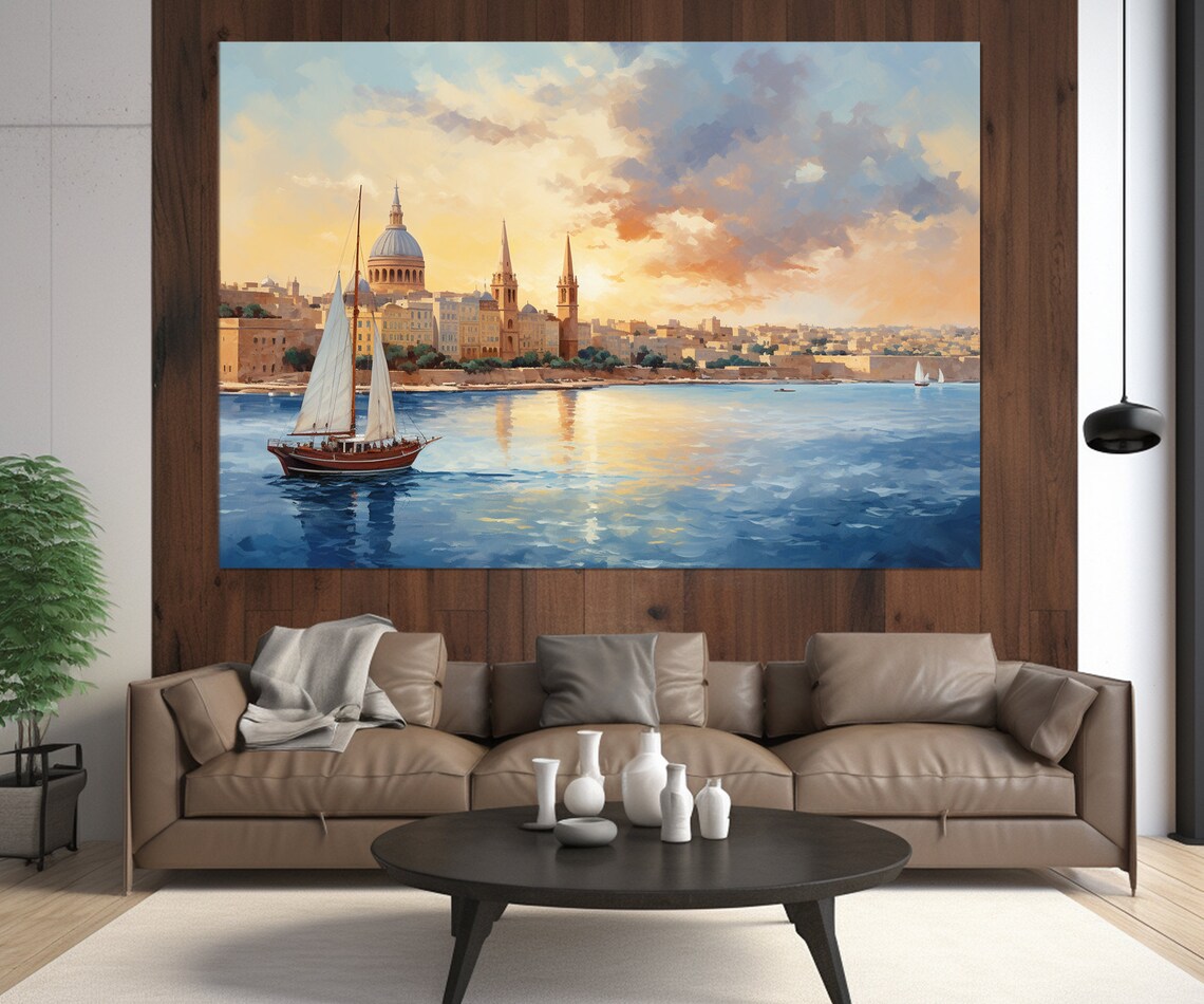 Valletta Skyline, Abstract Malta Travel Poster