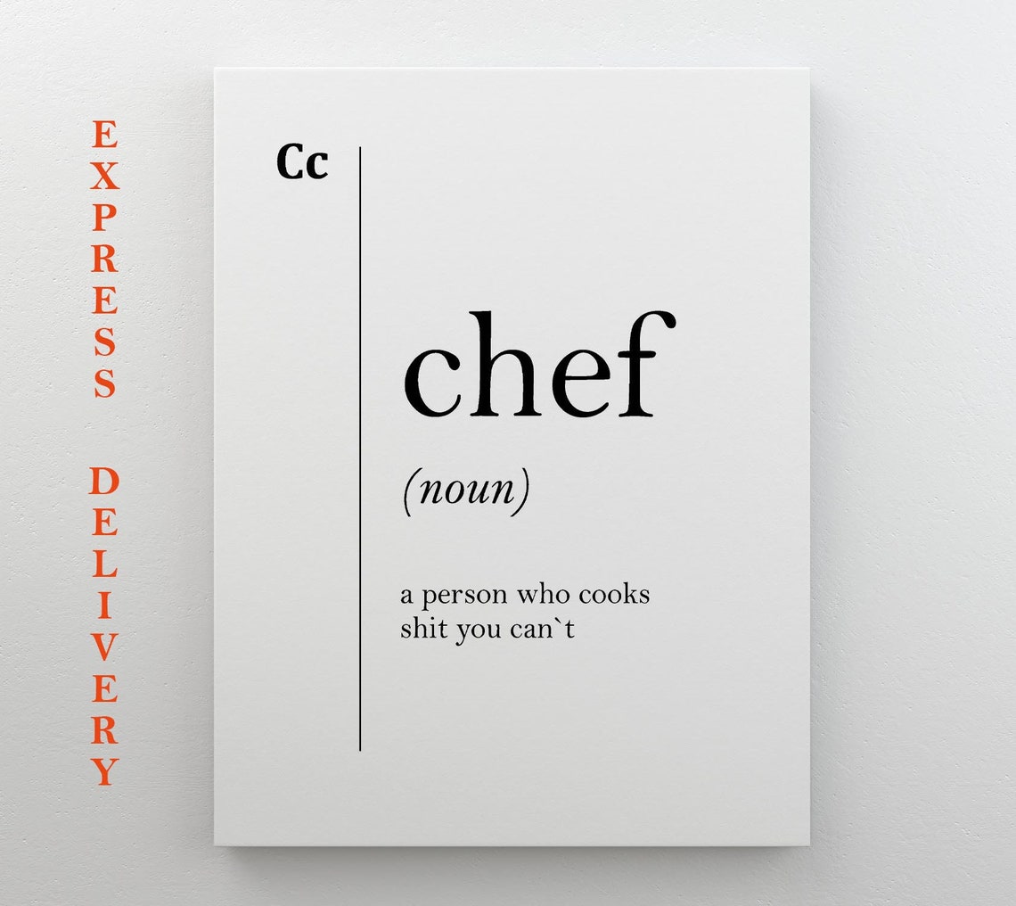 Chef Funny Definition Print Kitchen Cook Gift for Culinary Pros
