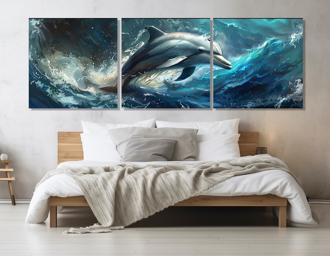Dolphin Painting, Ocean Life Poster Art Print - Image 4