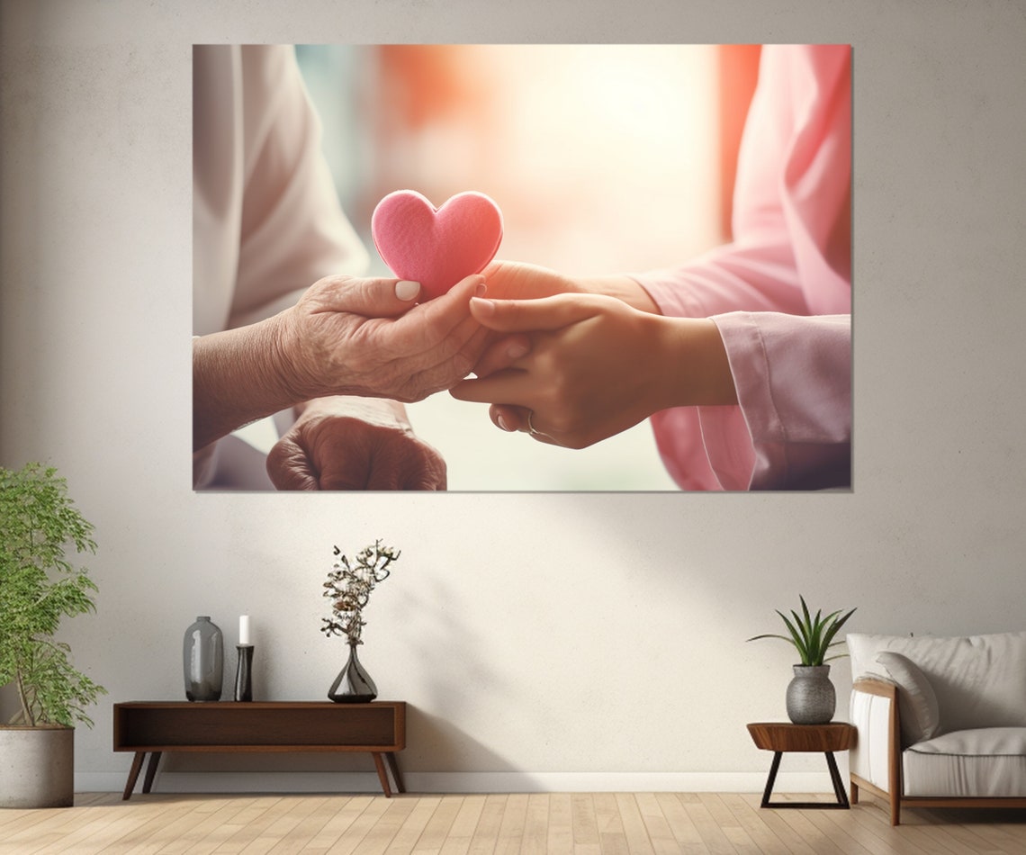 Hands Passing Pink Heart Warm Sunlight Cardiology Wall Art Poster - Image 4