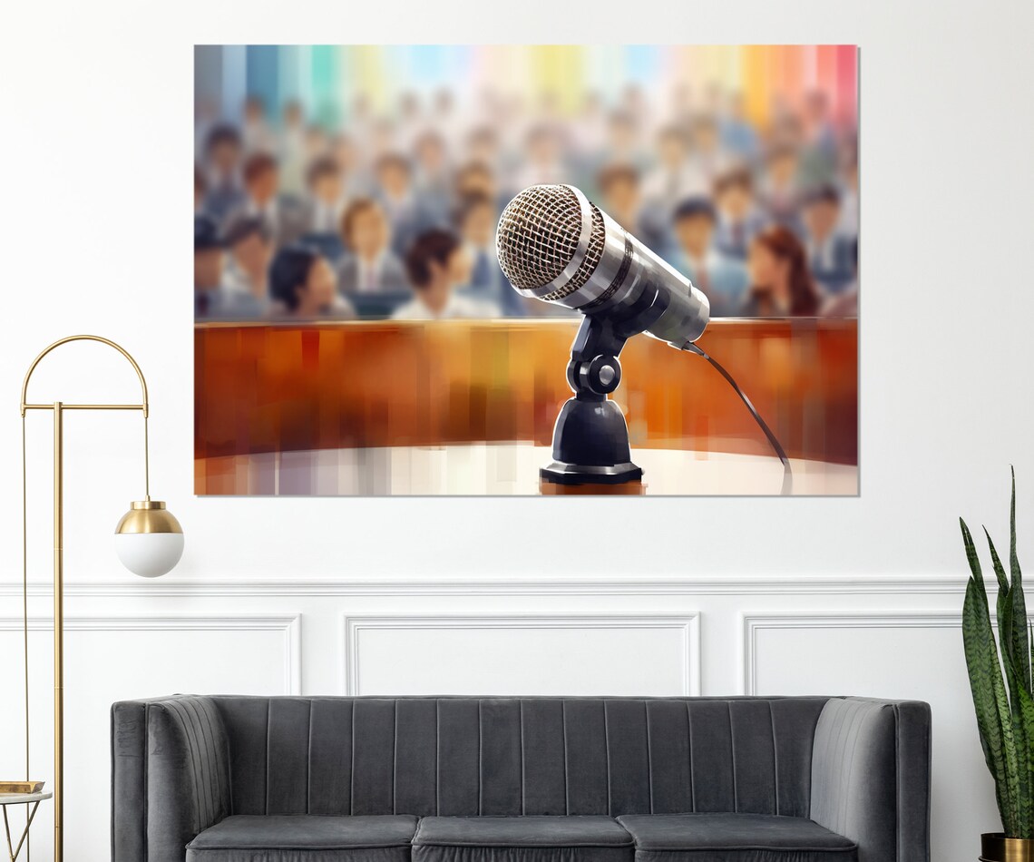 Microphone Print Lecturer Gift University Teacher Gift Politician Gift Framed And Ready To Hang