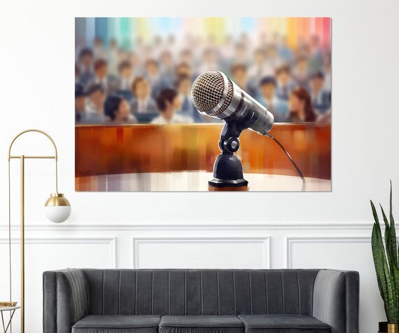 Microphone Print Lecturer Gift University Teacher Gift Politician Gift Framed And Ready To Hang