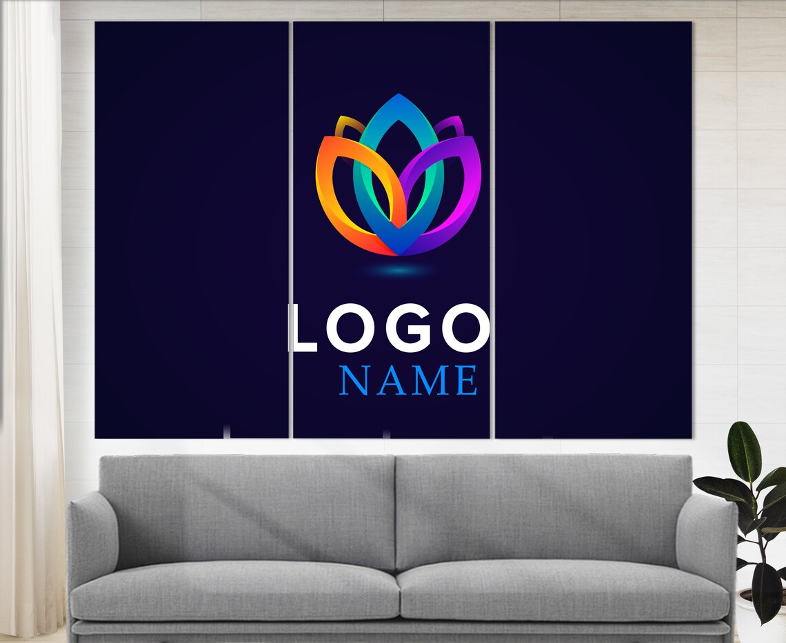 Custom Company Logo Print Colorful Lotus Logo Name Office Sign Gift - Image 2