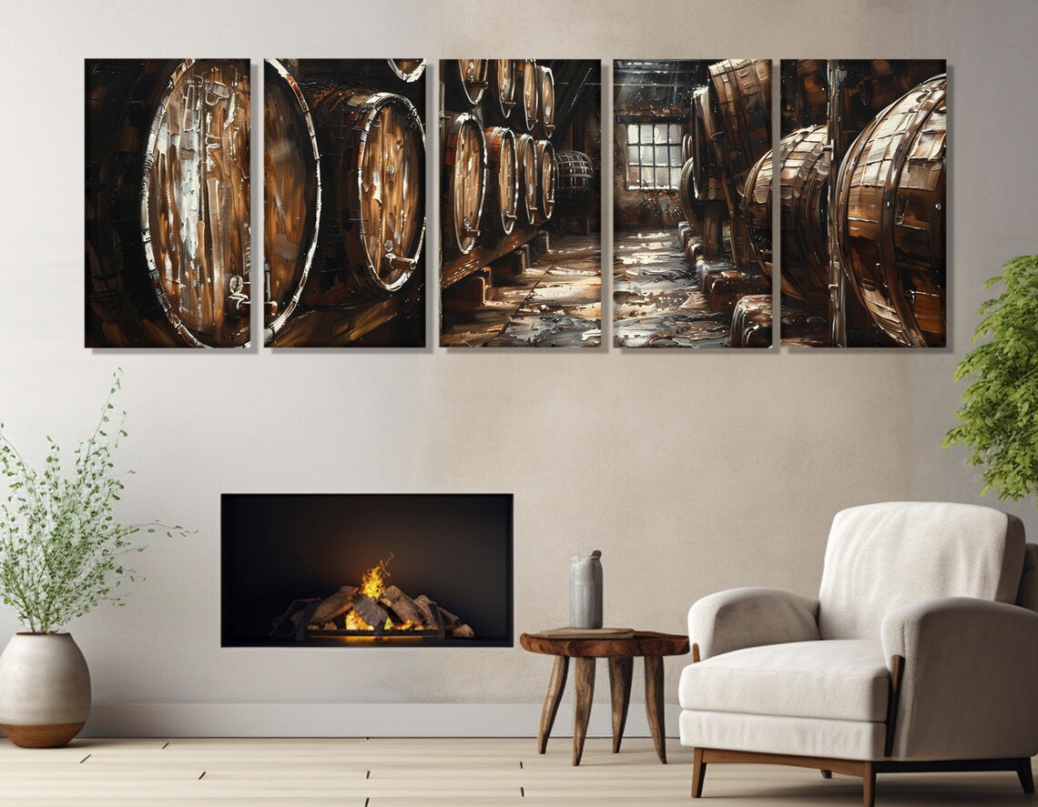 Old Whisky Barrels Art Print, Man Cave Wall Decor - Image 3