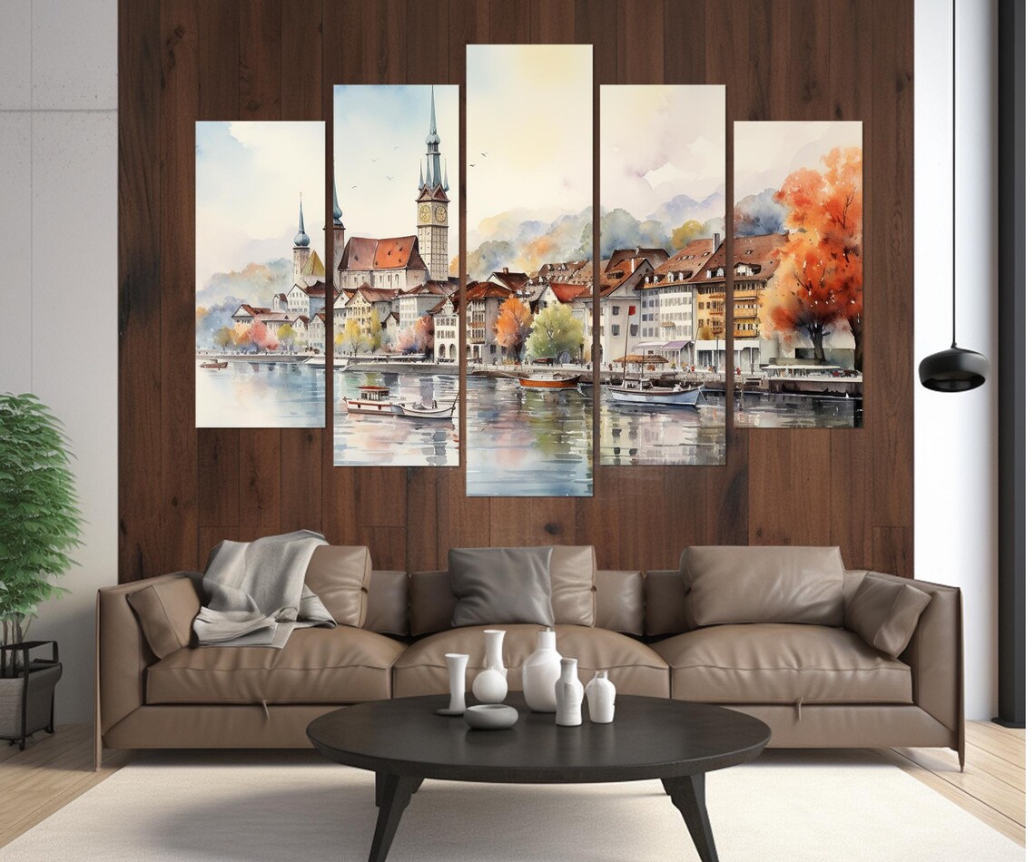 Lucerne Old Town Abstract Travel Poster, Switzerland - Image 3