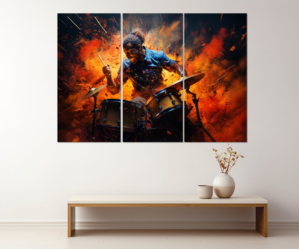 Explosive Drummer Mid Performance Fiery Energy Music Concert Poster - Image 4