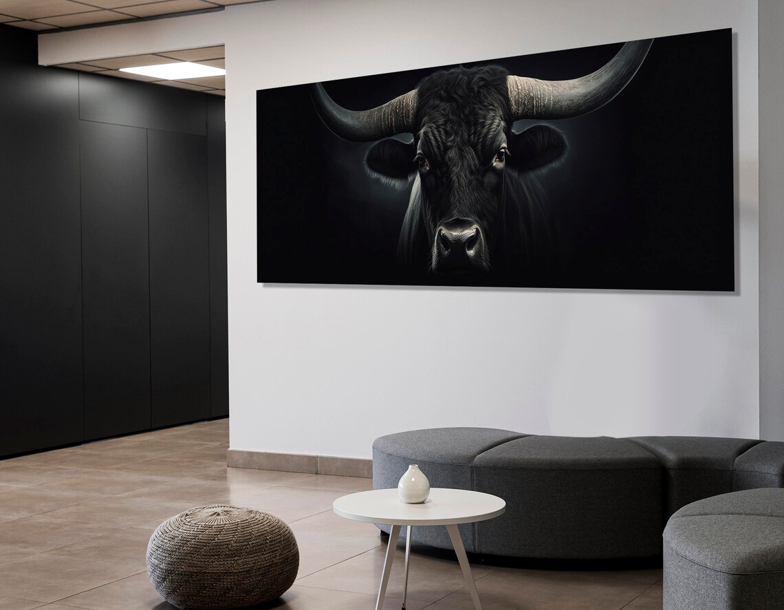 Black Texas Longhorn Art Print, Modern Farmhouse - Image 2