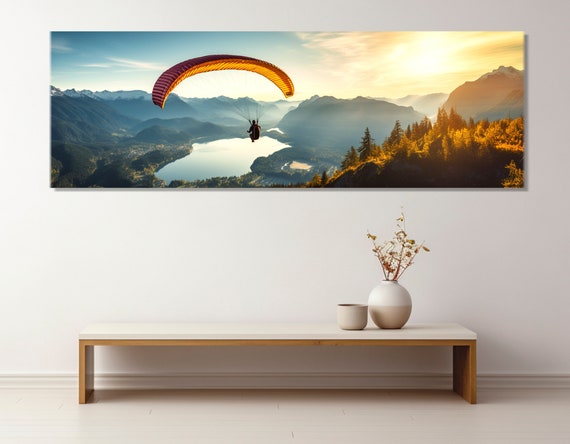 Skydiving Wall Art Parachute Over Lake Print Skydiver Gift Parachute Skydiving Club Wall Decor Framed And Ready To Hang