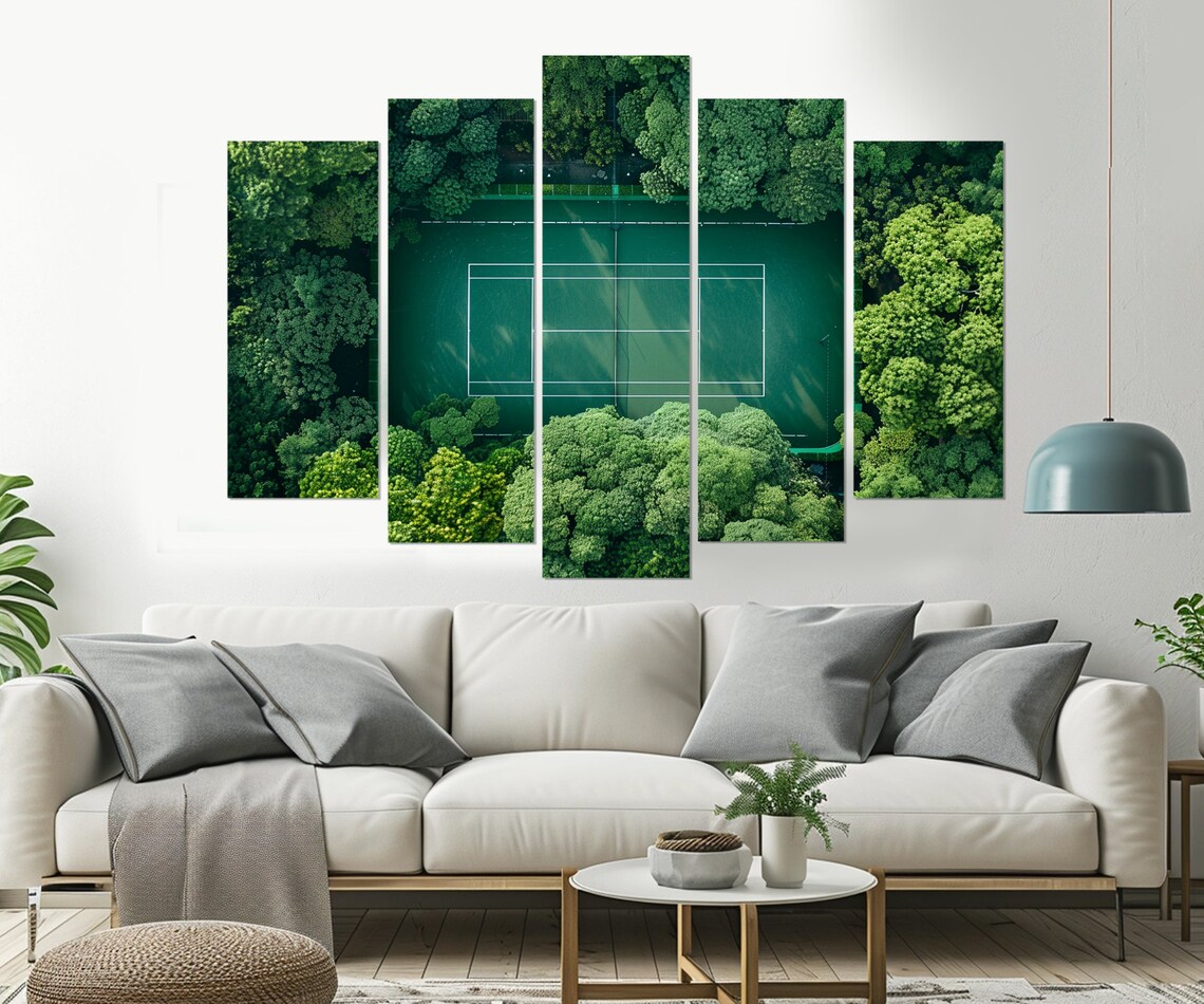 Abstract Tennis Wall Art Tennis Court In Forest Print Tennis Club Wall Decor Tennis Player Gift Framed And Ready To Hang - Image 3