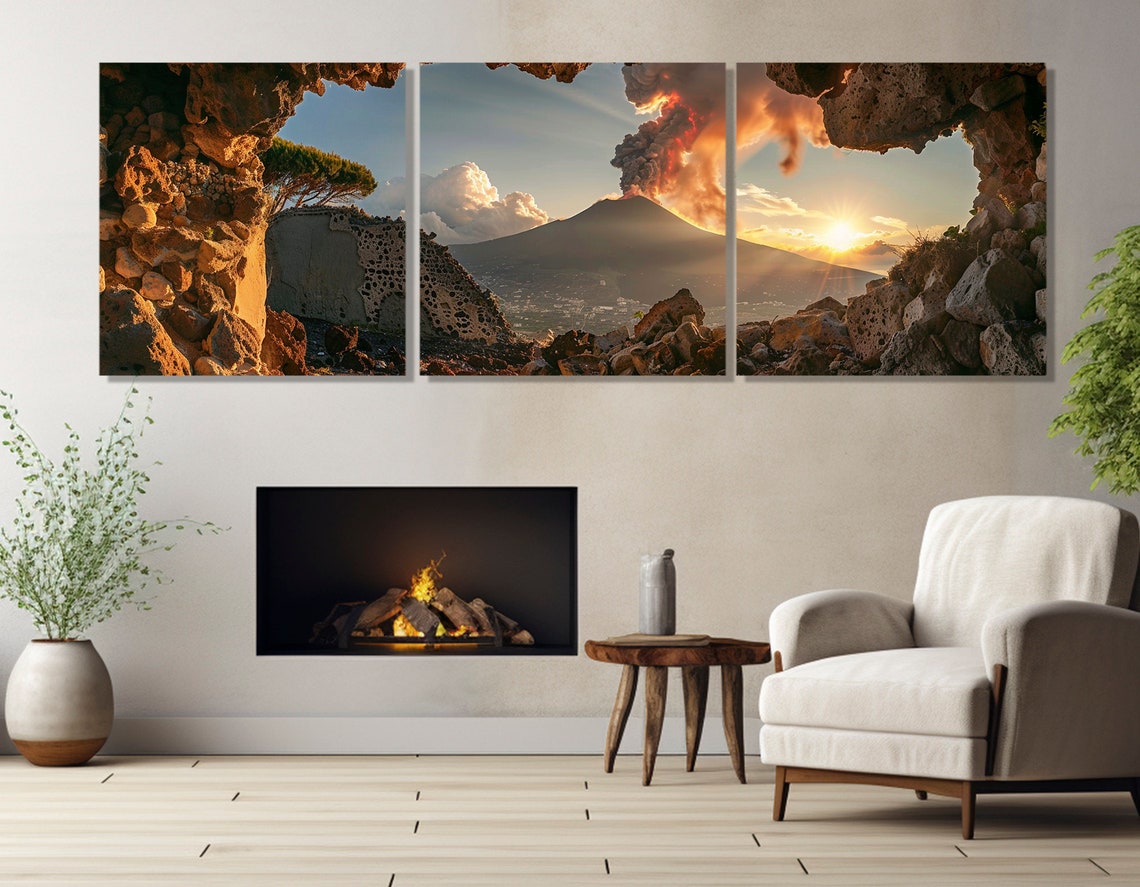 Mount Etna Volcano Eruption Sicily Sunset Lava Smoke Italy Poster - Image 4