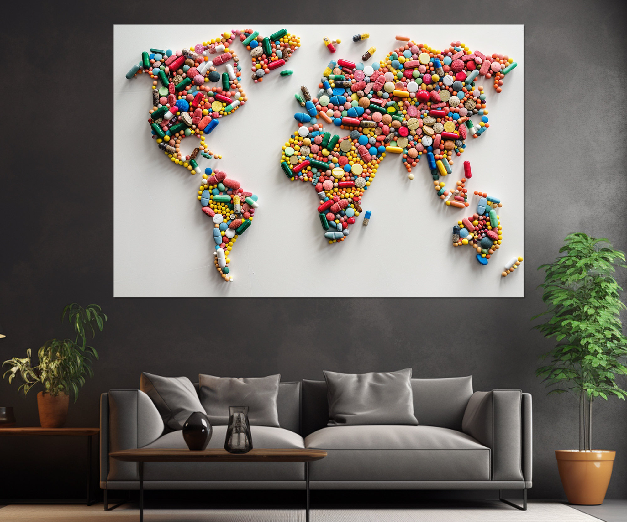 Abstract World Map From Pills, Pharmacy Art Print