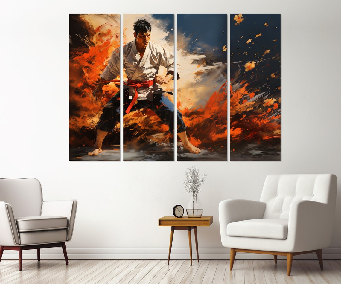 Martial Arts Fighter Red Belt Fiery Abstract Dynamic Karate Poster - Image 3