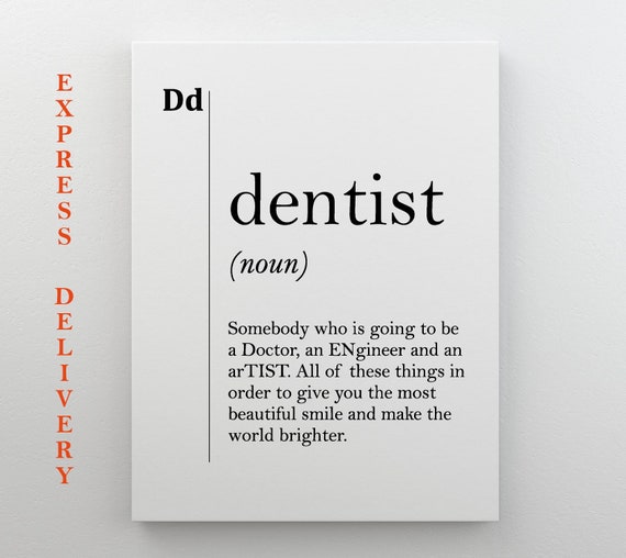 Dentist Definition Poster, Dental Office Decor