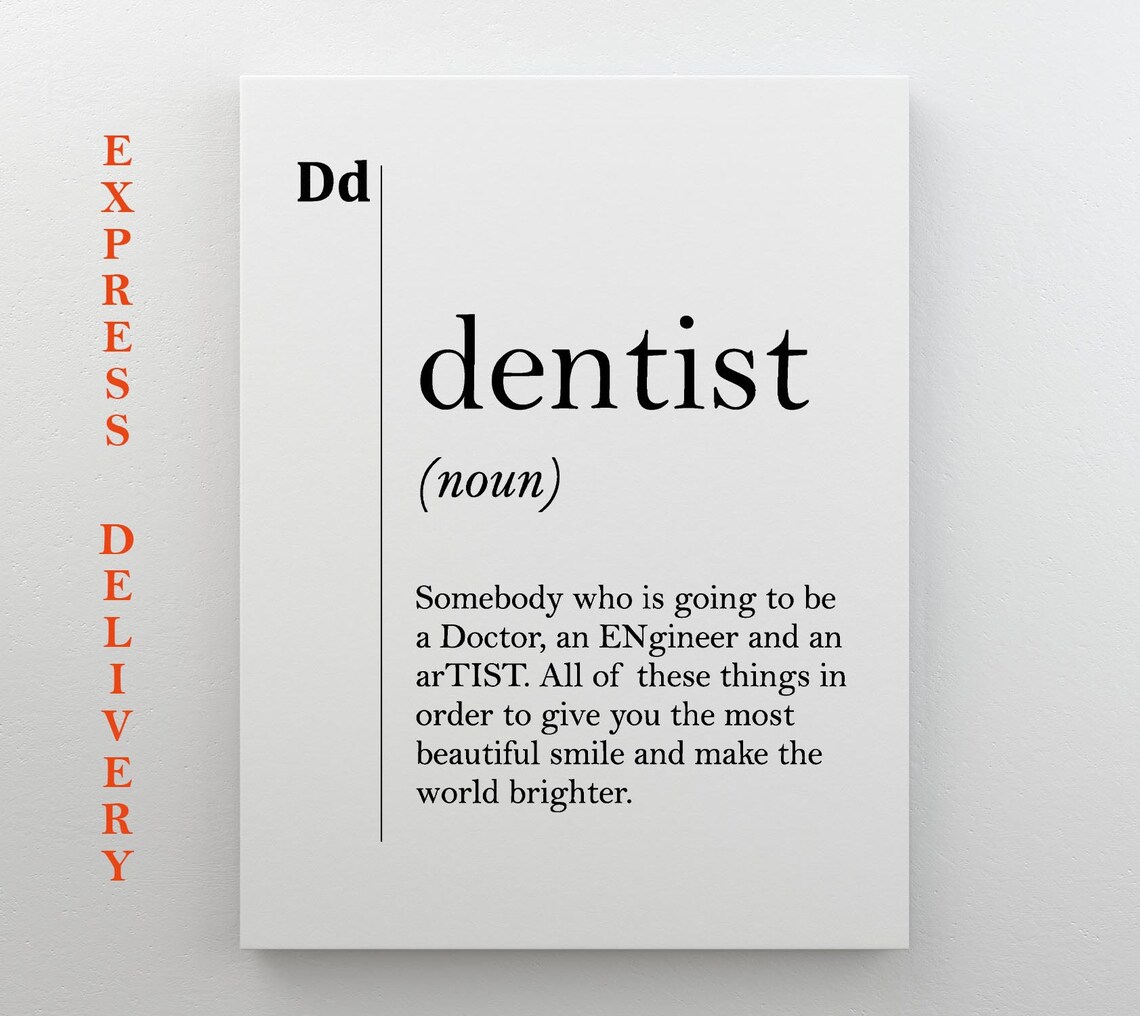 Dentist Definition Poster, Dental Office Decor