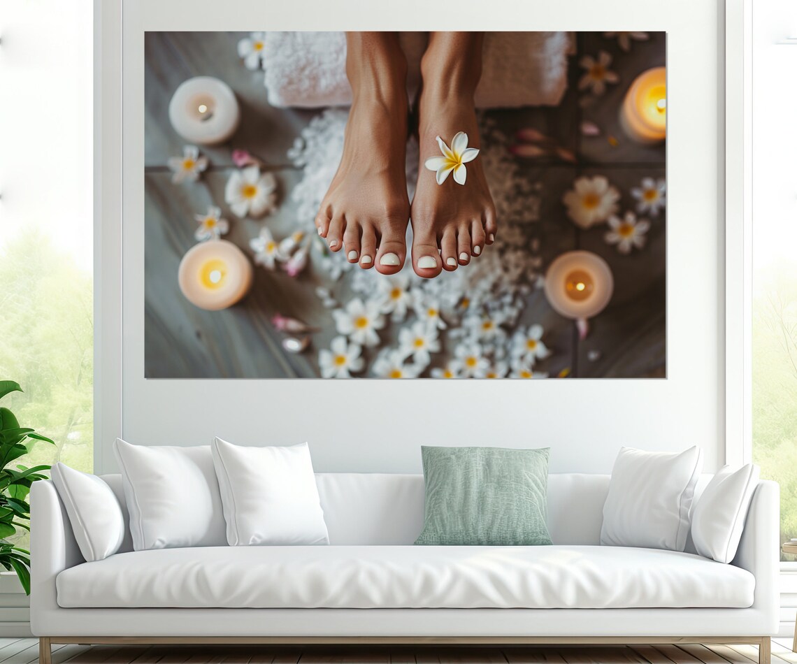 Female Feet in Spa Pedicure Portrait Art Print