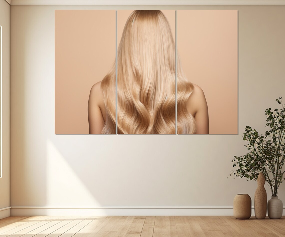 Beauty Saloon Wall Decor Fashion Art Beautiful Blond Hair Print Hairdresser Gift Framed And Ready To Hang - Image 3