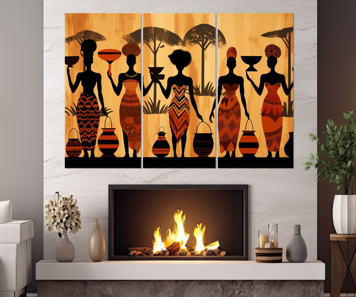 Ethnic African Wall Art Abstract African Women Print Framed And Ready To Hang - Image 2