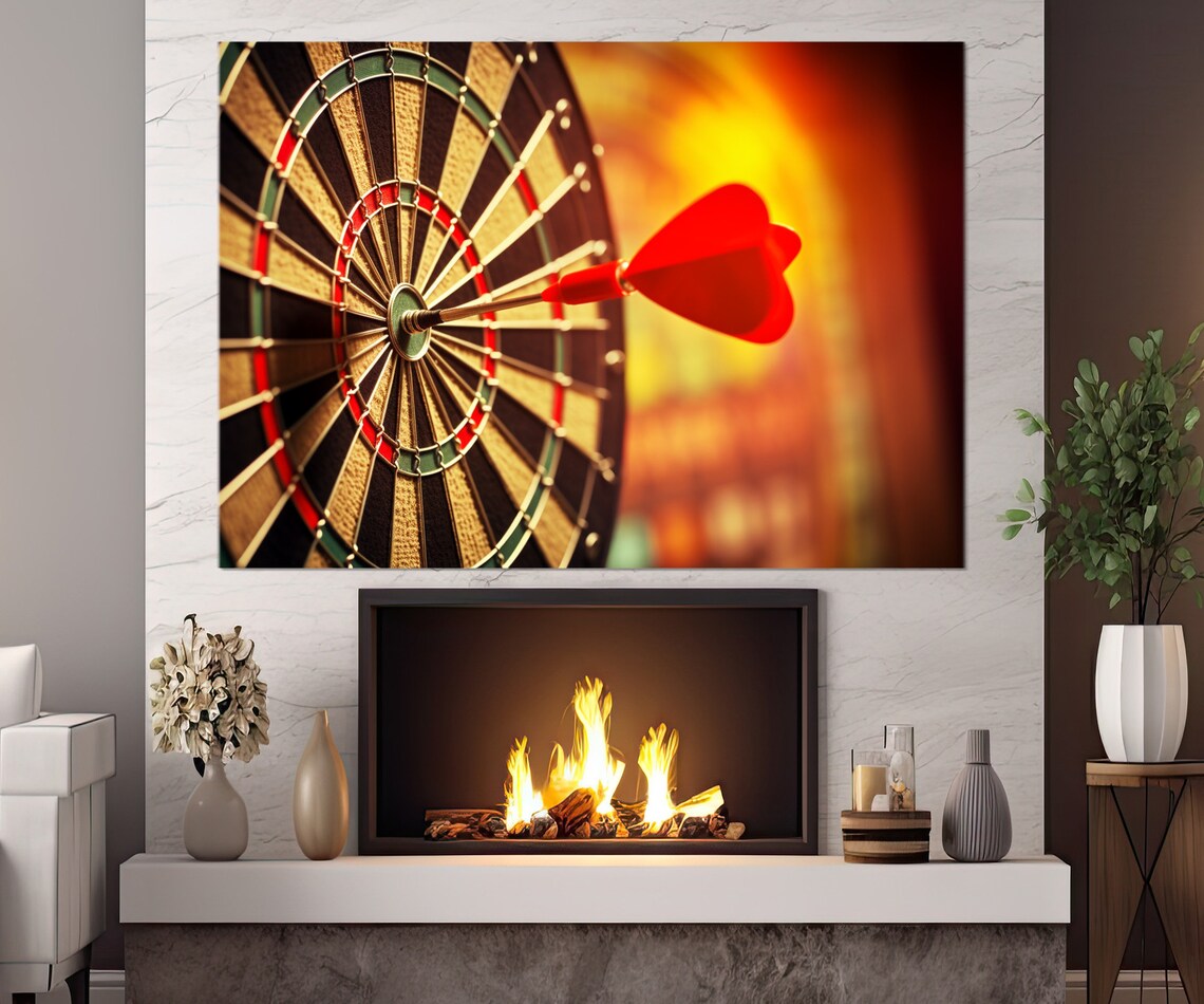Red Dart Bullseye Close Up Fiery Background Sports Wall Art Poster - Image 2