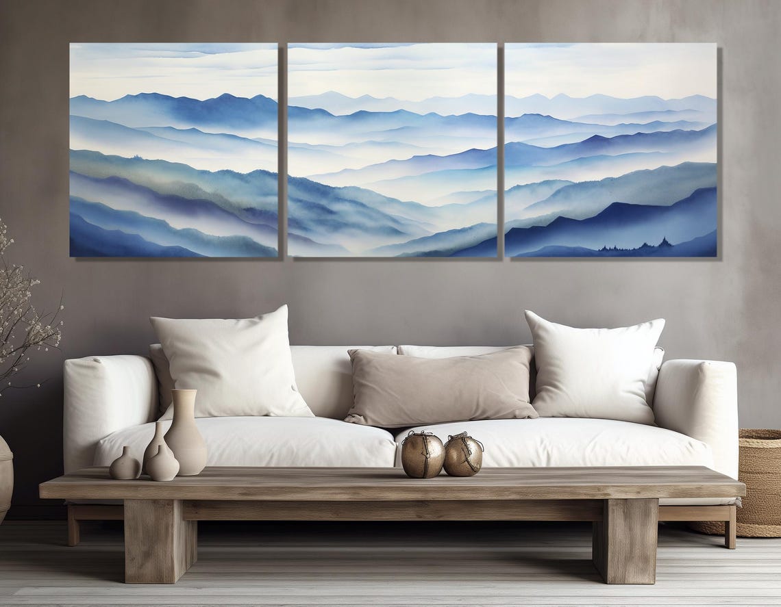 Blue Ridge Mountains Misty Layered Peaks Watercolor Nature Poster - Image 4