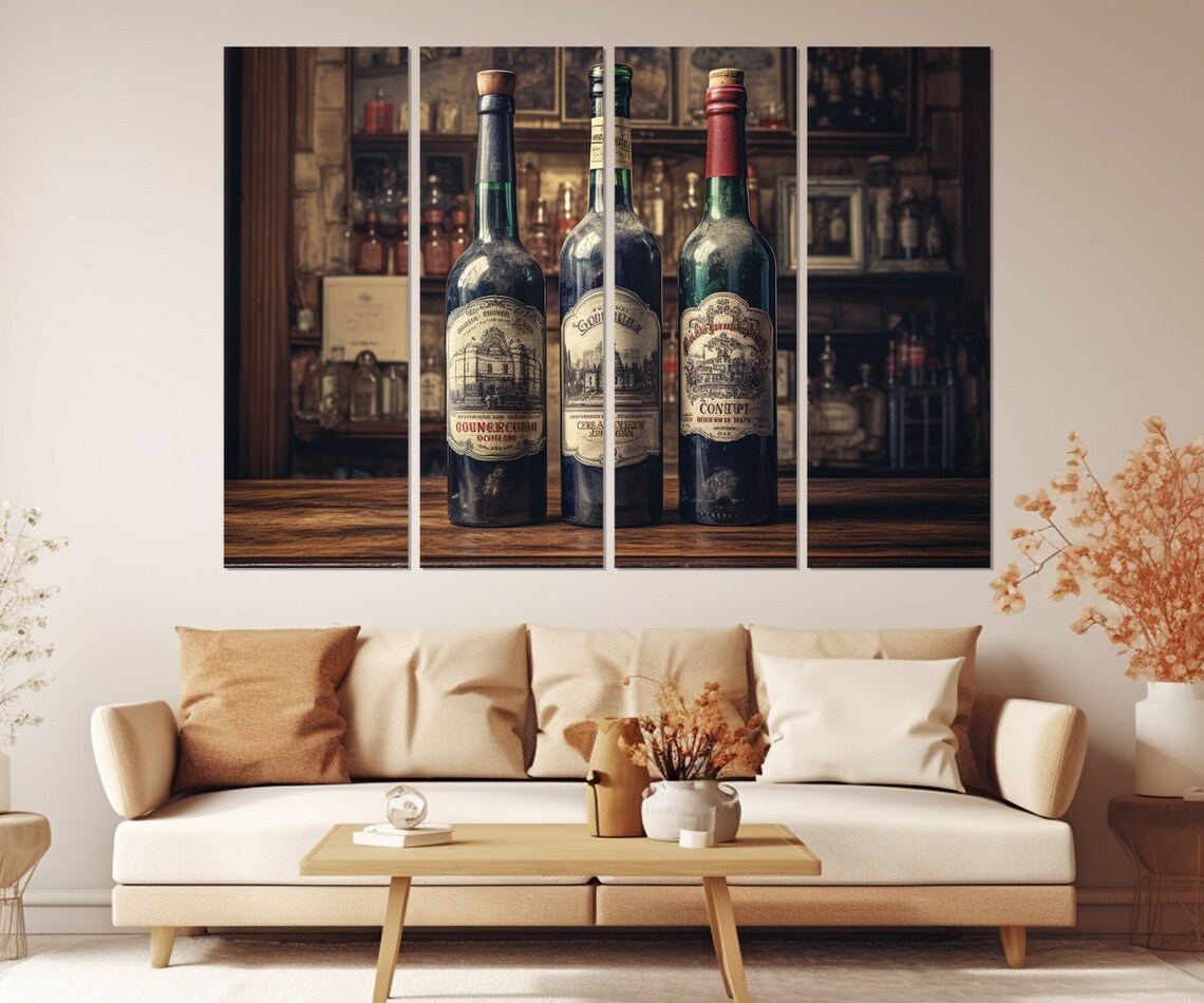 Vintage Wine Bottles Art Print, Winery Wall Decor - Image 2