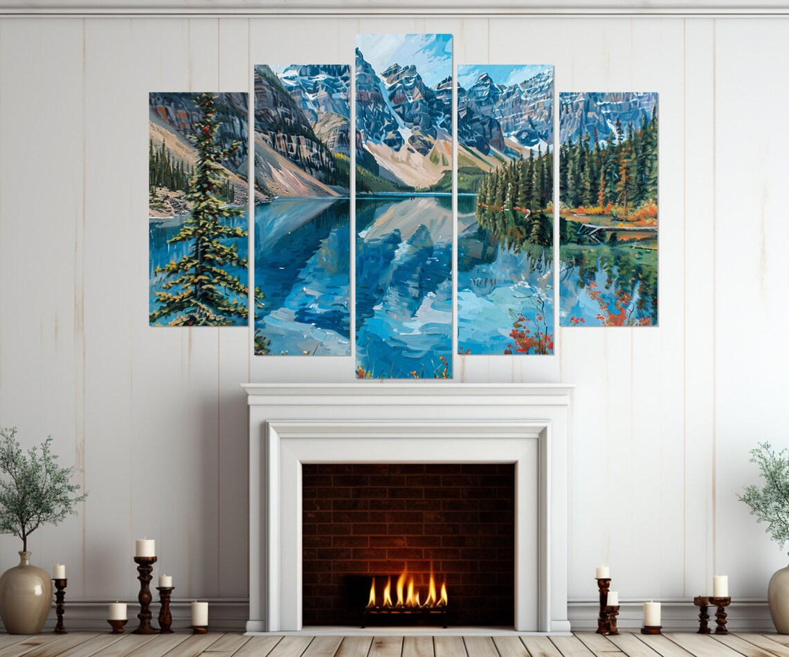 Lake Moraine Canada Rockies Landscape Art Print - Image 3